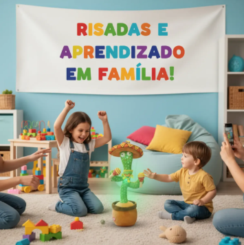 Cacto Dançante Falante Repete Voz Brinquedo Led Verde