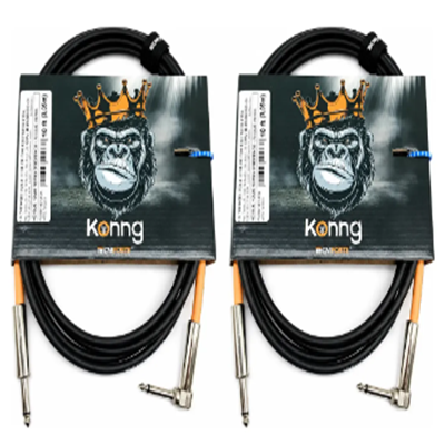 Kit 2 Cabo Tecniforte Gorilla P10 em L, 3m Guitarra Baixo