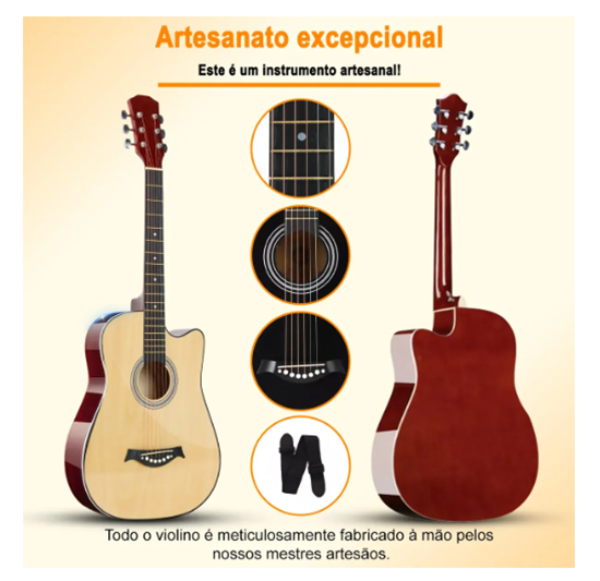 Kit Violão Acústico Clássico Iniciante Afinador + estojo